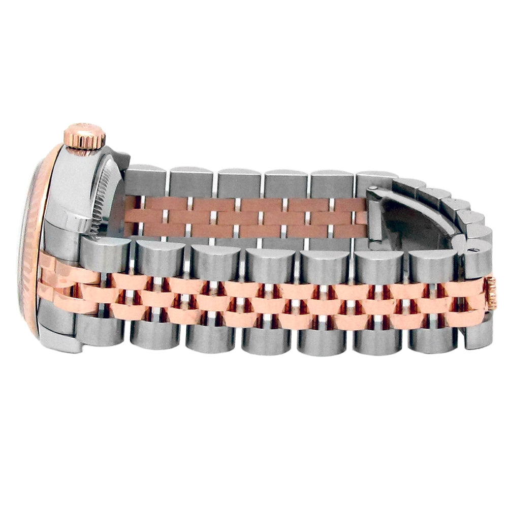 26mm Rolex 18k Rose Gold Stainless Steel Oyster Perpetual Datejust Watch