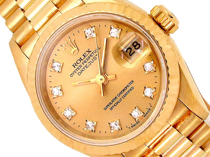 26mm Rolex 18k Yellow Gold Oyster Perpetual Datejust Watch.