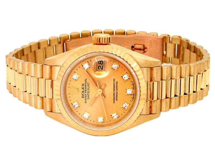 26mm Rolex 18k Yellow Gold Oyster Perpetual Datejust Watch.