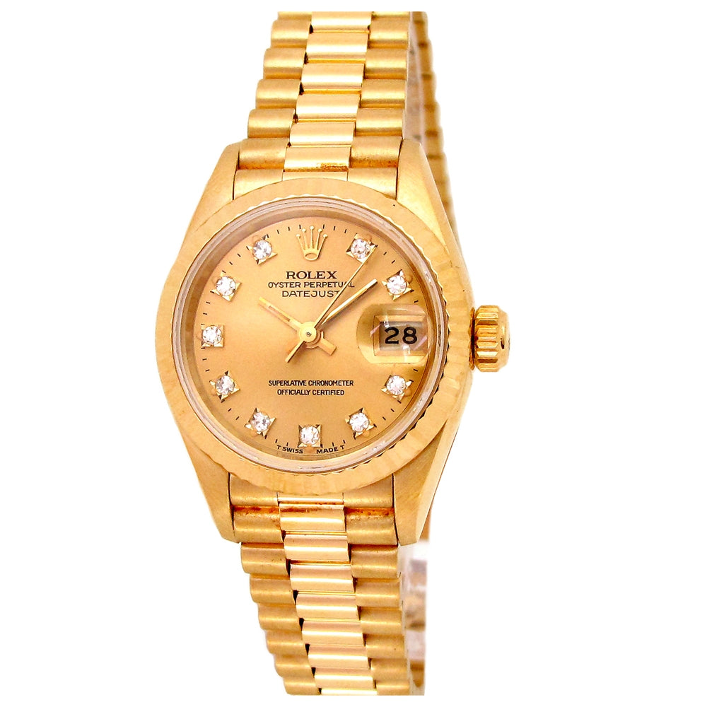 26mm Rolex 18k Yellow Gold Oyster Perpetual Datejust Watch.
