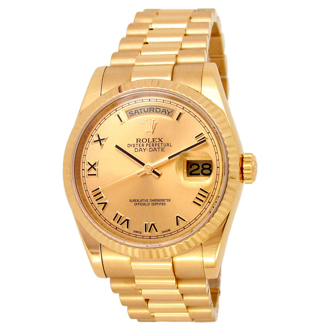 36mm Rolex 18k Yellow Gold Oyster Perpetual Daydate Watch