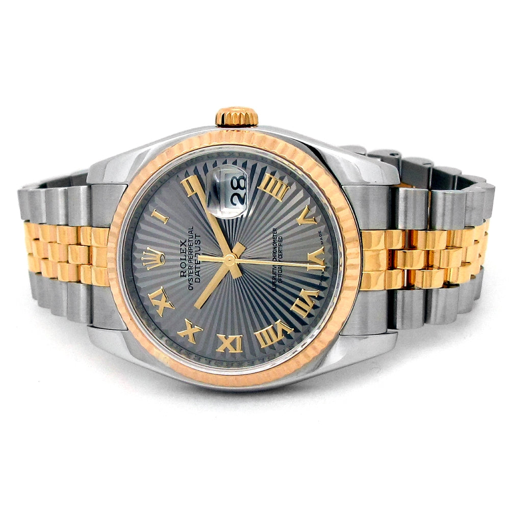 36mm Rolex 18K Yellow Gold and Stainless Steel Oyster Perpetual Datejust Watch