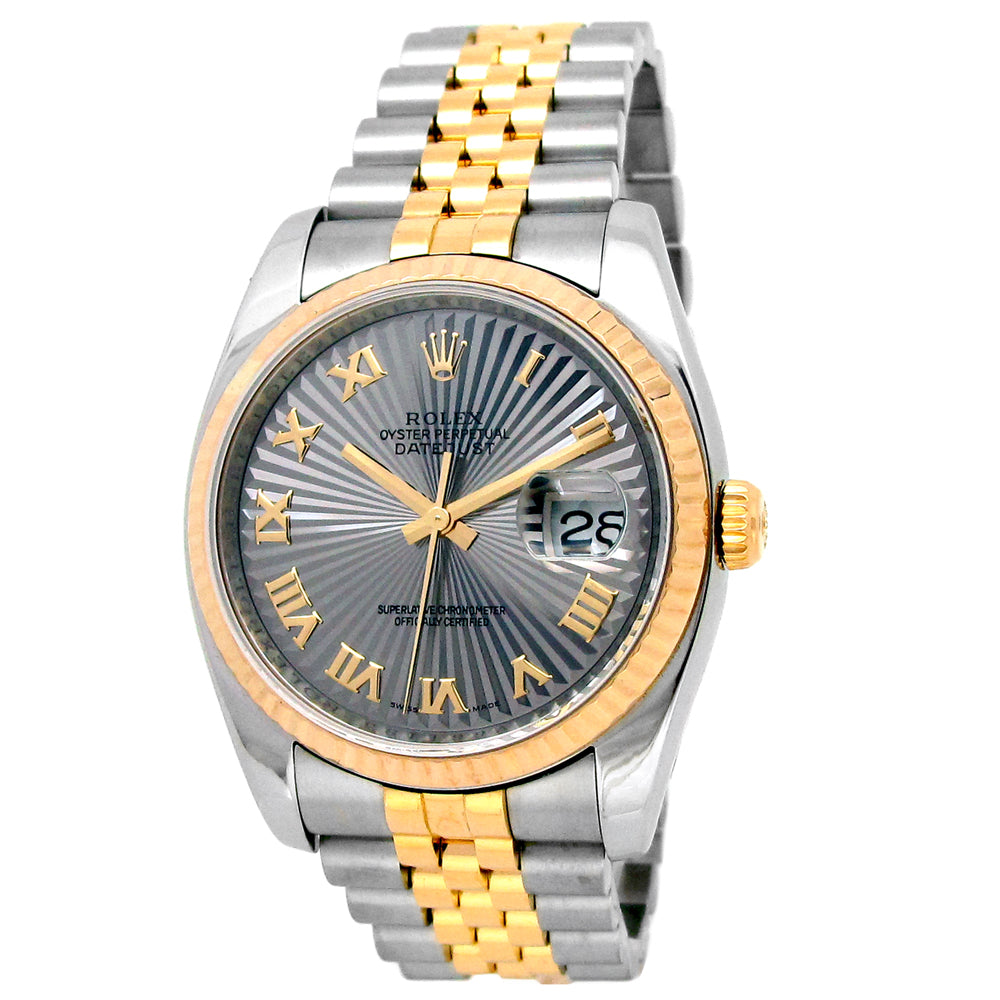 36mm Rolex 18K Yellow Gold and Stainless Steel Oyster Perpetual Datejust Watch