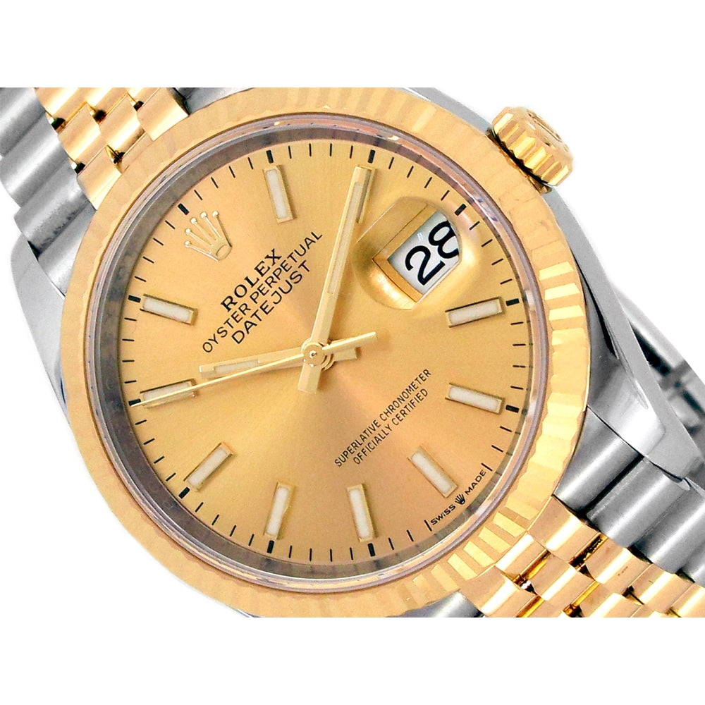 36mm Rolex 18k Yellow Gold and Stainless Steel Oyster Perpetual Datejust Watch