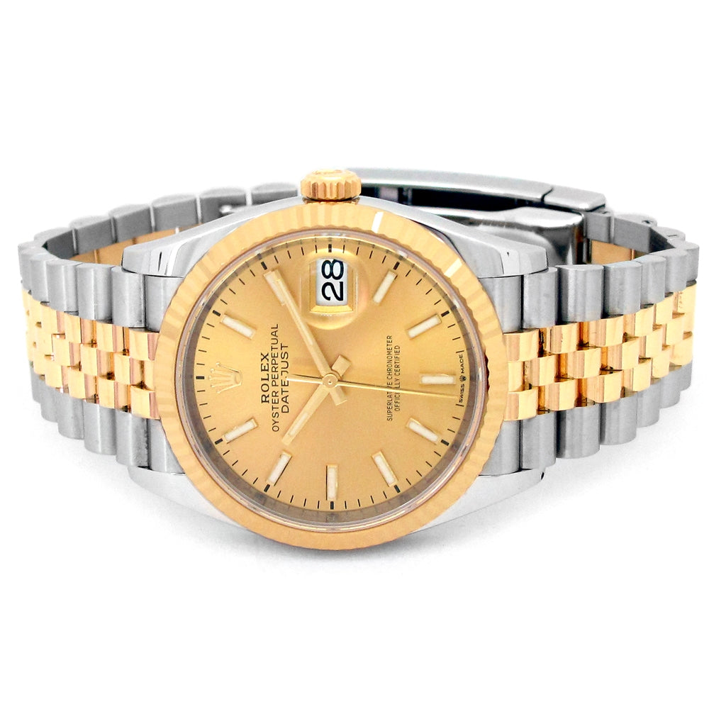 36mm Rolex 18k Yellow Gold and Stainless Steel Oyster Perpetual Datejust Watch