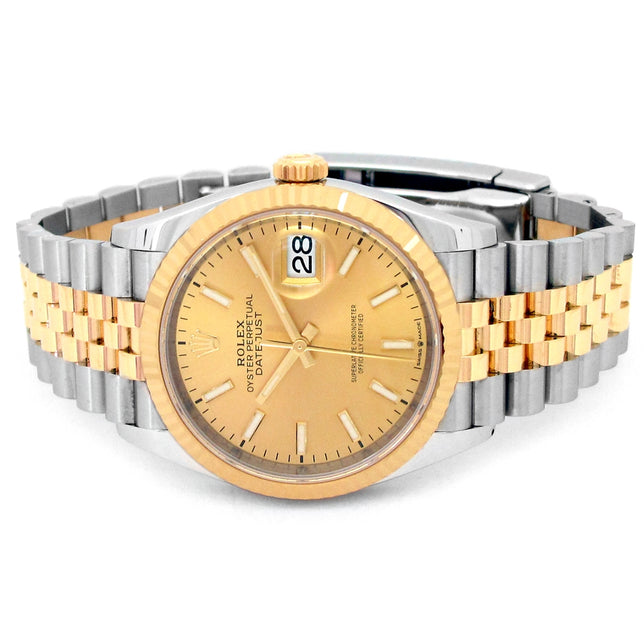 36mm Rolex 18k Yellow Gold and Stainless Steel Oyster Perpetual Datejust Watch