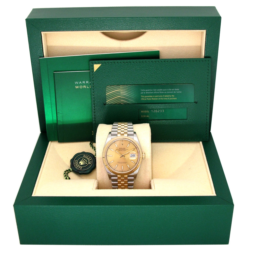 36mm Rolex 18k Yellow Gold and Stainless Steel Oyster Perpetual Datejust Watch