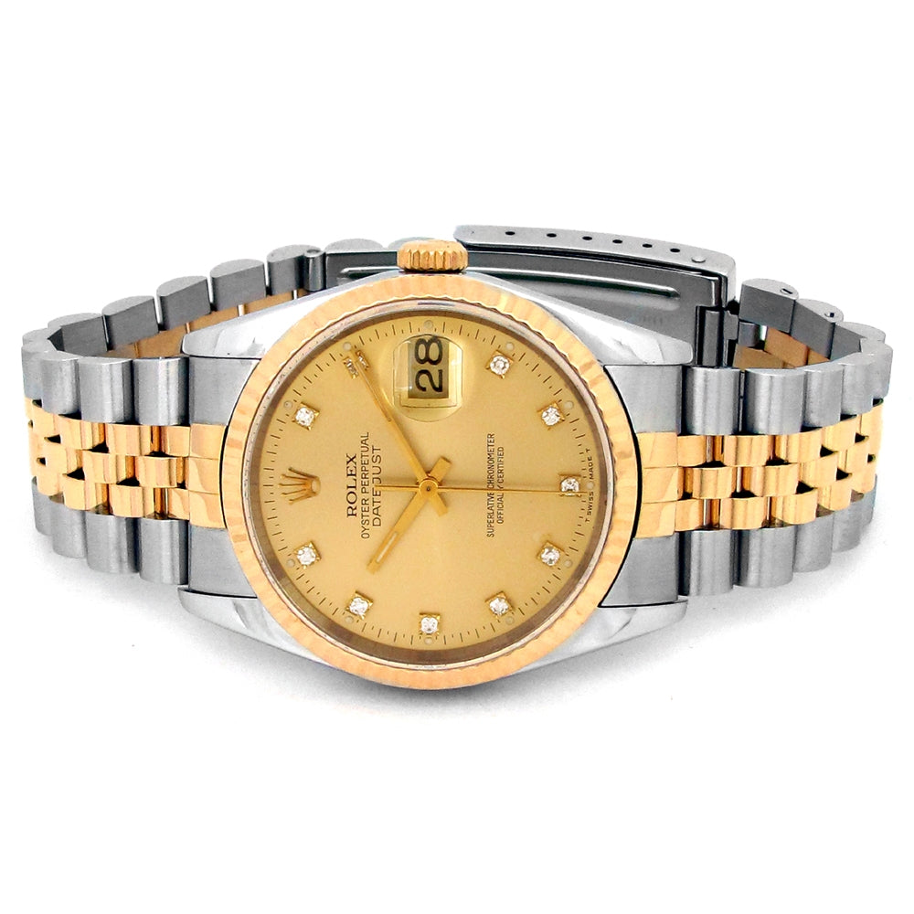 36mm Rolex 18k Gold & Stainless Steel Oyster Perpetual Datejust Watch