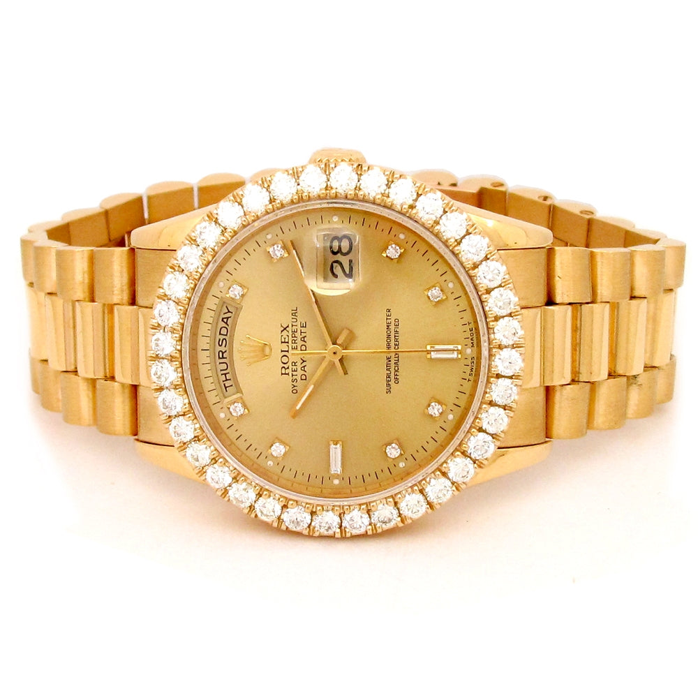 36mm Rolex 18k Yellow Gold Oyster Perpetual Day-Date Watch