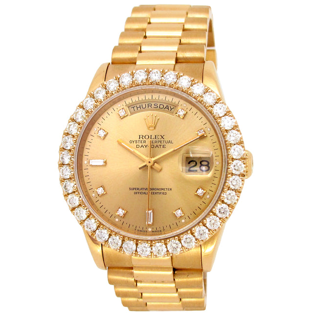 36mm Rolex 18k Yellow Gold Oyster Perpetual Day-Date Watch