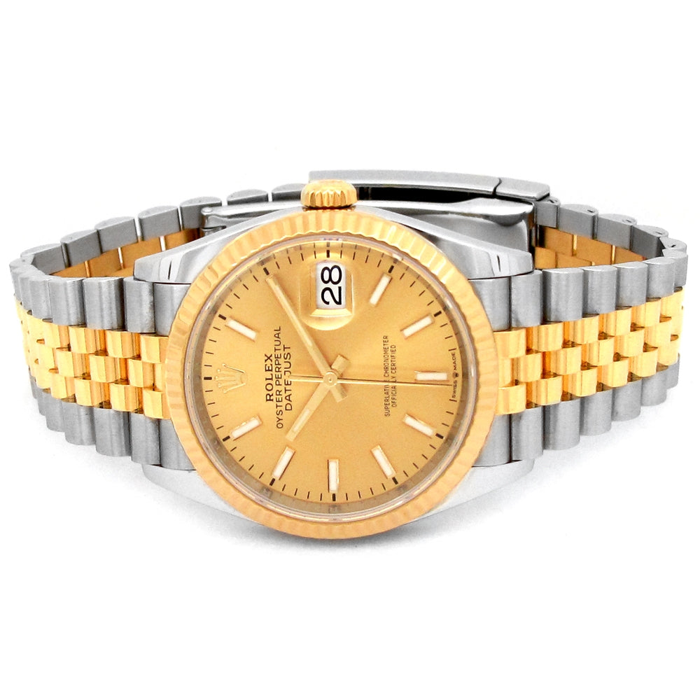 36mm Rolex 18K Yellow Gold and Stainless Steel Oyster Perpetual Datejust Watch
