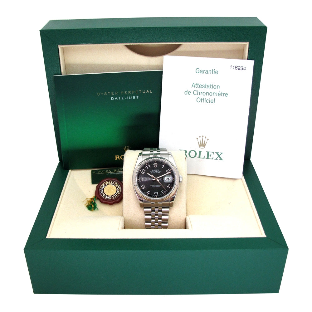 36mm Rolex Stainless Steel Oyster Perpetual Datejust Watch