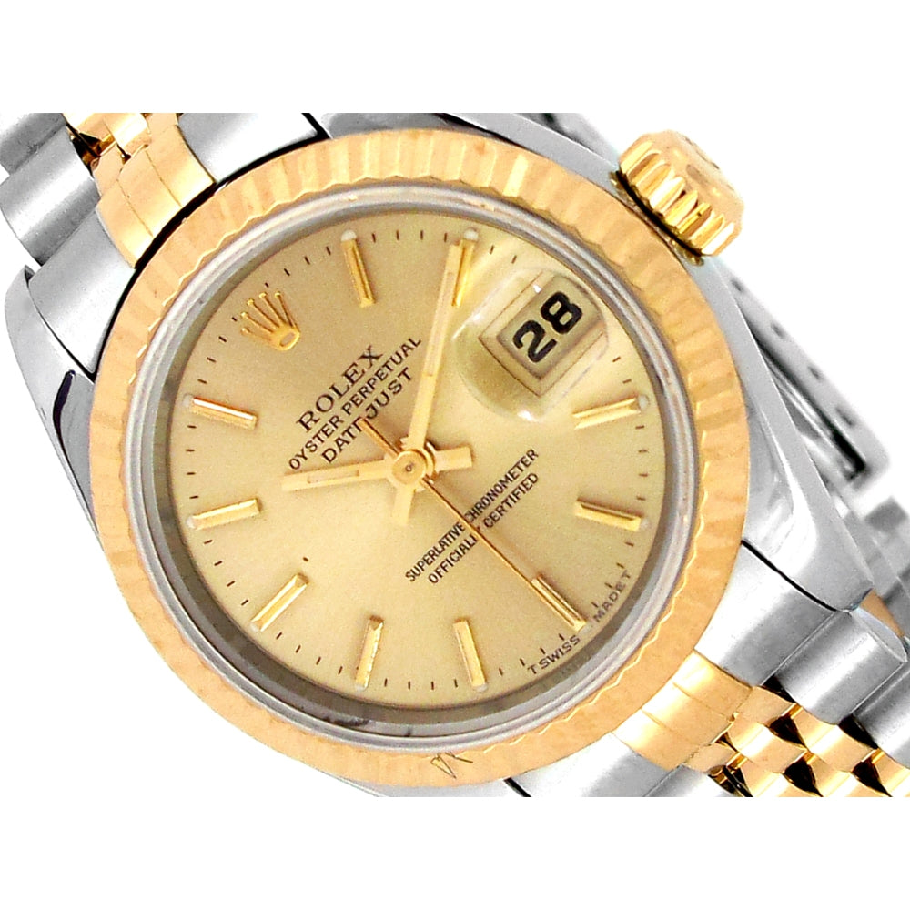 26mm Rolex 18K Yellow Gold and Stainless Steel Oyster Perpetual Datejust Watch