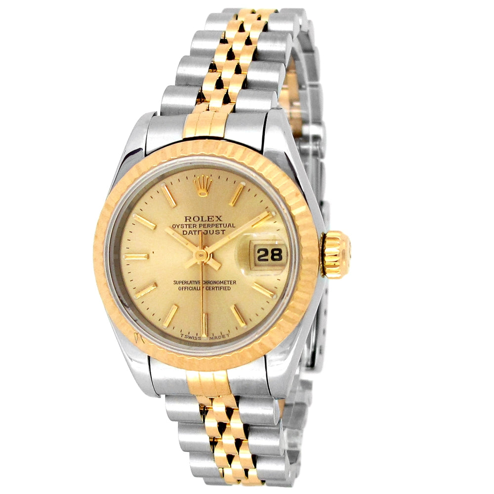 26mm Rolex 18K Yellow Gold and Stainless Steel Oyster Perpetual Datejust Watch