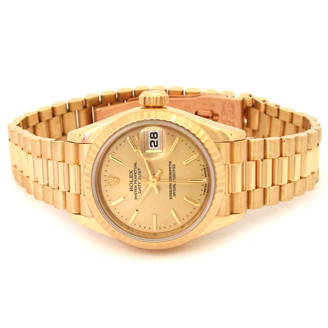 26mm Rolex 18K Yellow Gold Oyster Perpetual Datejust Lady President Watch