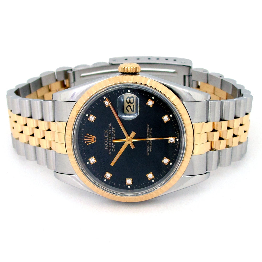 36mm Rolex 18k Yellow Gold and Stainless Steel Oyster Perpetual Datejust Watch