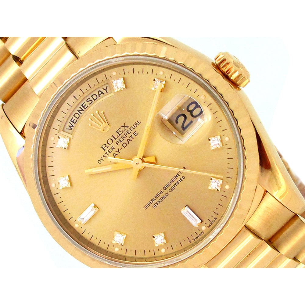 36mm Rolex 18k Yellow Gold Oyster Perpetual Day-Date Watch