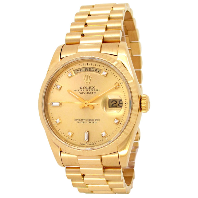 36mm Rolex 18k Yellow Gold Oyster Perpetual Day-Date Watch