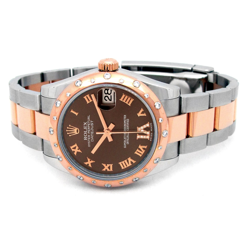 31mm Rolex 18k Rose Gold and Stainless Steel Oyster Perpetual Datejust Watch