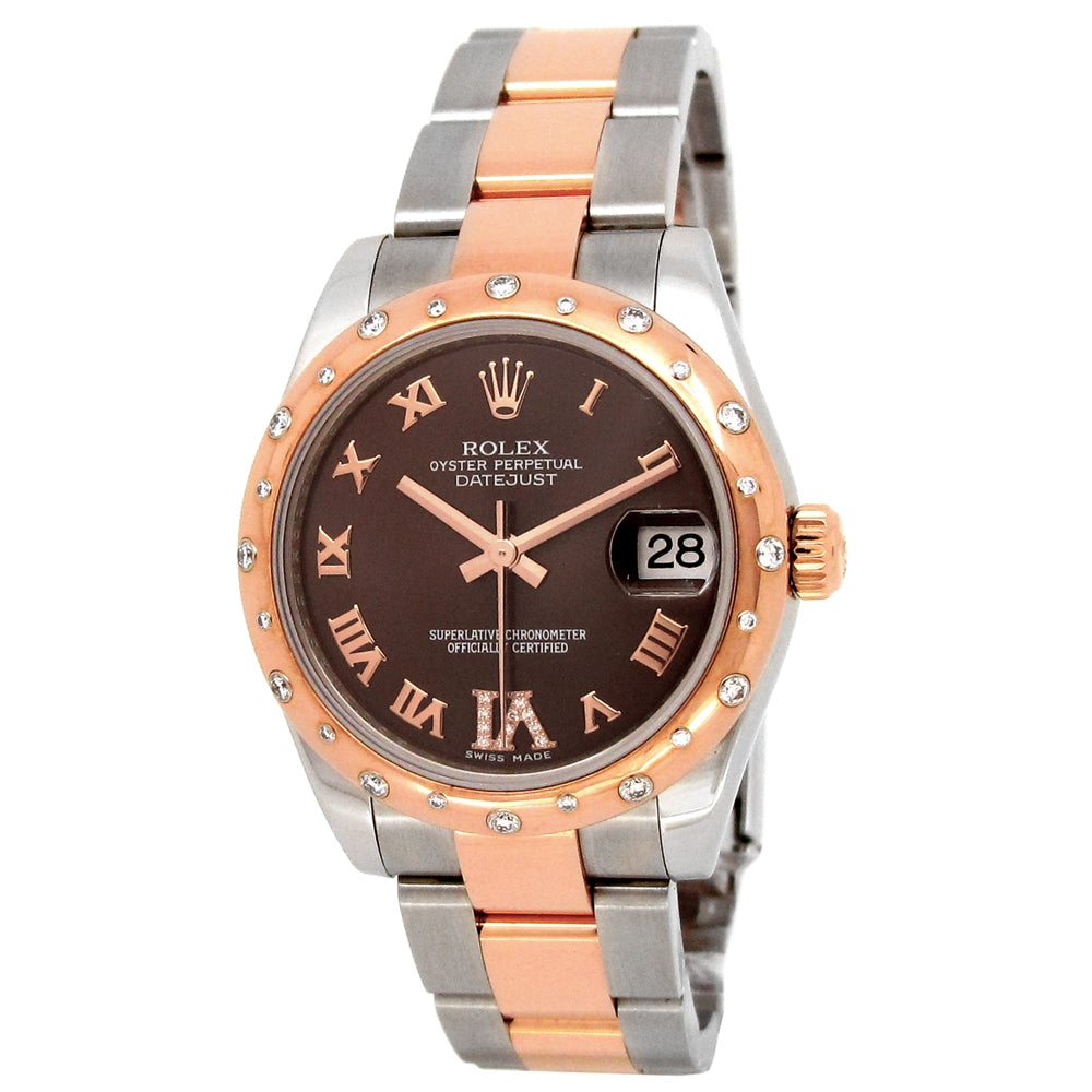31mm Rolex 18k Rose Gold and Stainless Steel Oyster Perpetual Datejust Watch