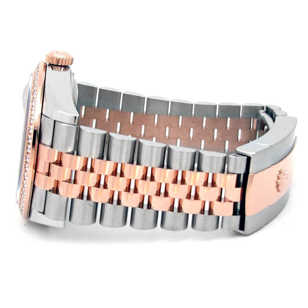 36mm Rolex 18k Rose Gold and Stainless Steel Oyster Perpetual Datejust Watch