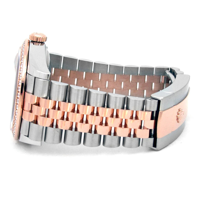 36mm Rolex 18k Rose Gold and Stainless Steel Oyster Perpetual Datejust Watch