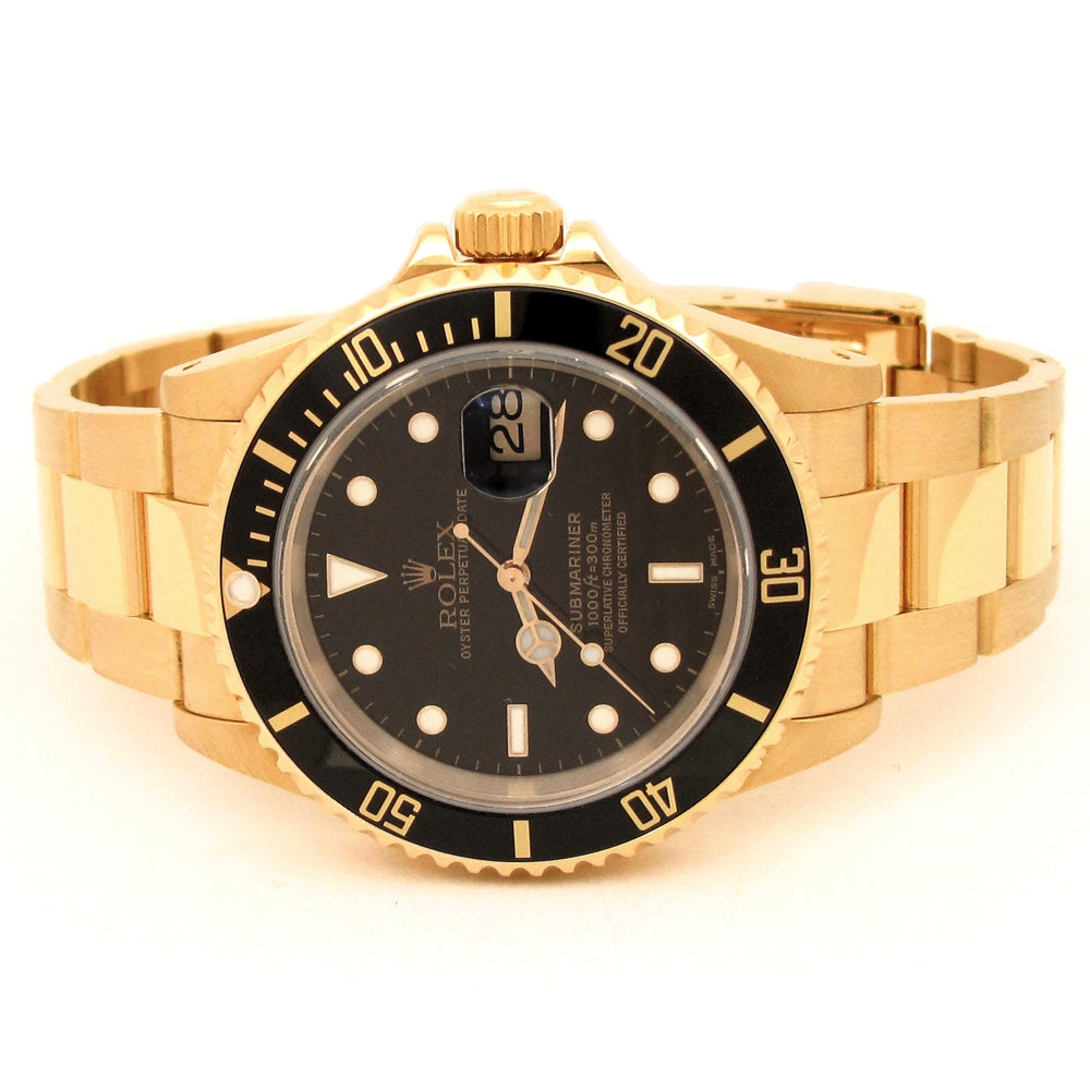 40mm Rolex 18k Yellow Gold Oyster Perpetual Submariner Date Watch