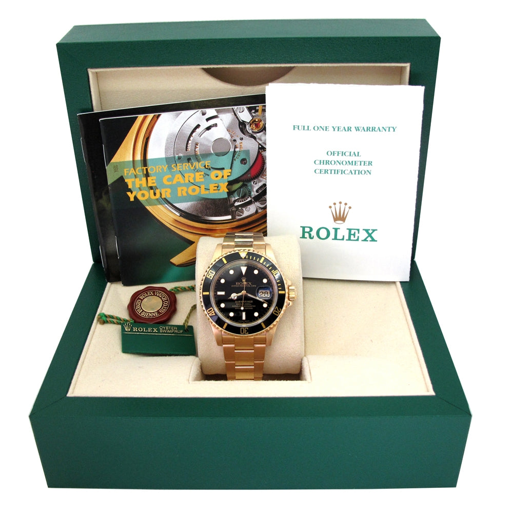 40mm Rolex 18k Yellow Gold Oyster Perpetual Submariner Date Watch