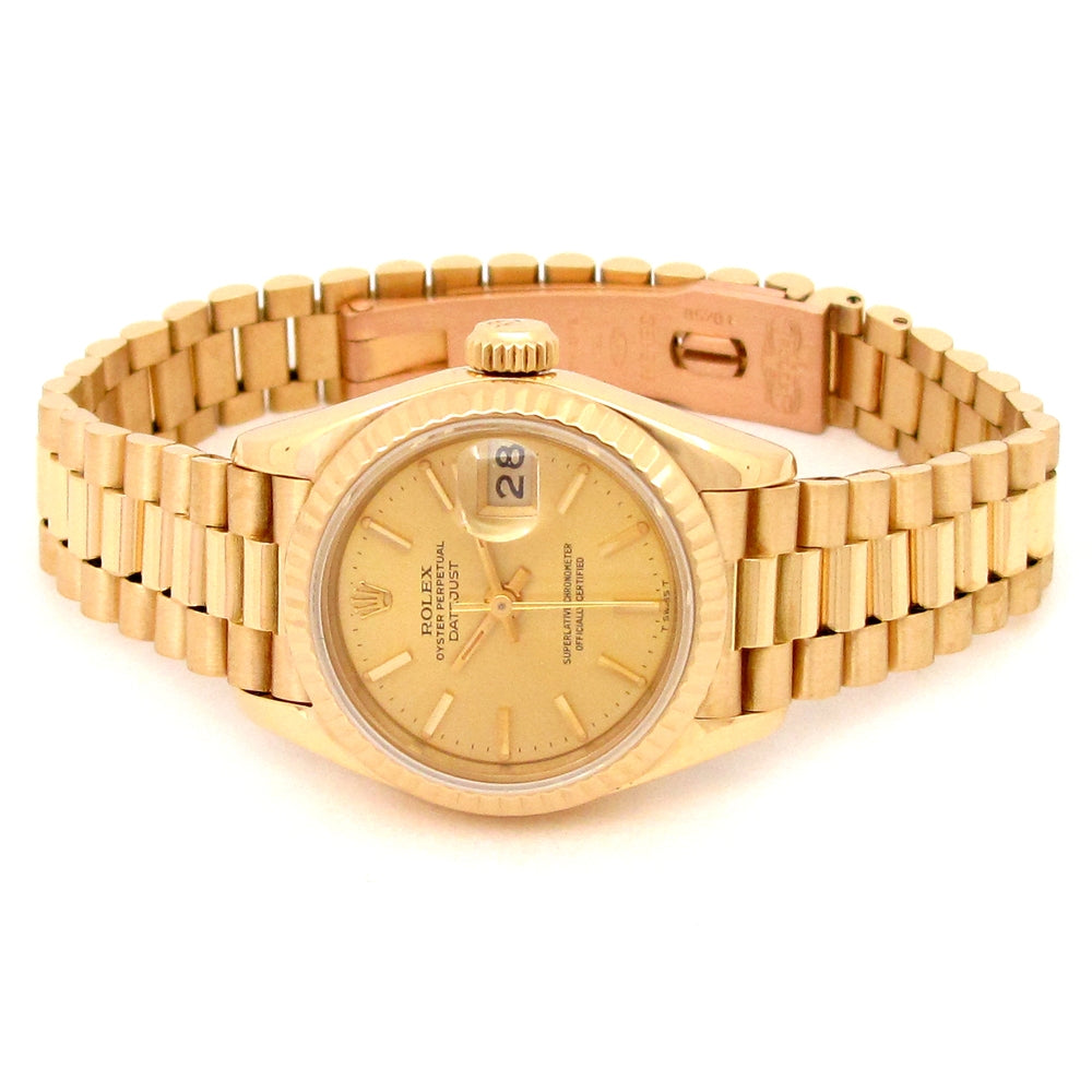 26mm Rolex 18k Yellow Gold Oyster Perpetual Datejust Watch
