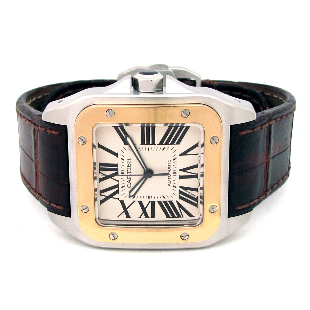 41mm Cartier 18k Yellow Gold and Stainless Steel Santos 100 Cartier Watch