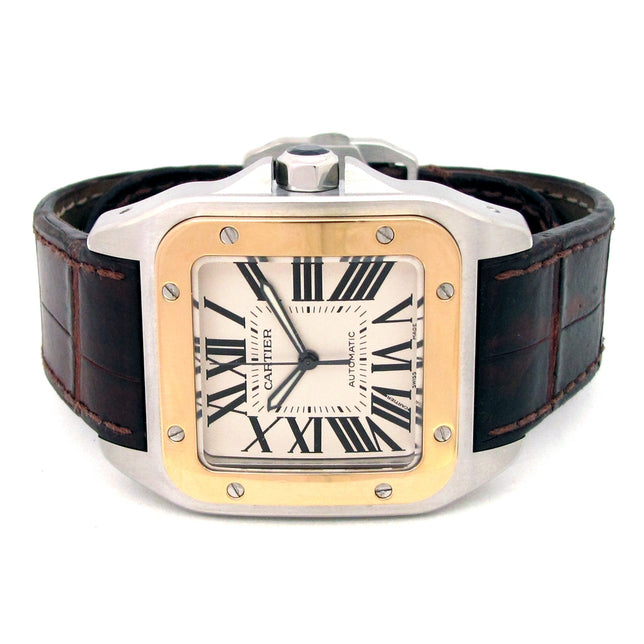 41mm Cartier 18k Yellow Gold and Stainless Steel Santos 100 Cartier Watch