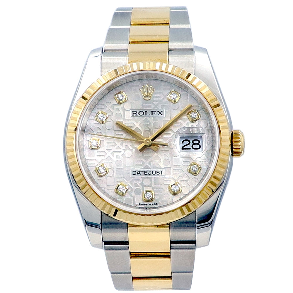 36mm Rolex 18K Yellow Gold and Stainless Steel Oyster Perpetual Datejust Watch
