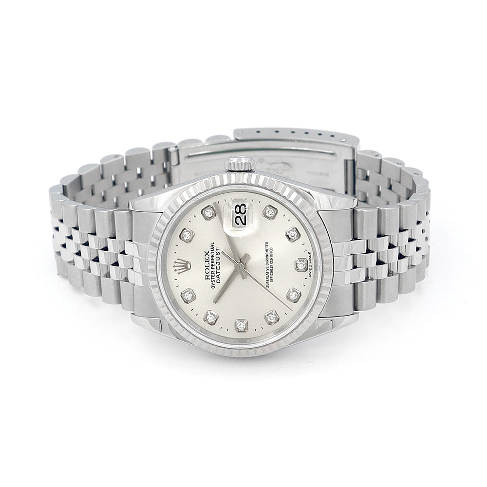 36mm Rolex Stainless Steel Datejust Watch 16234