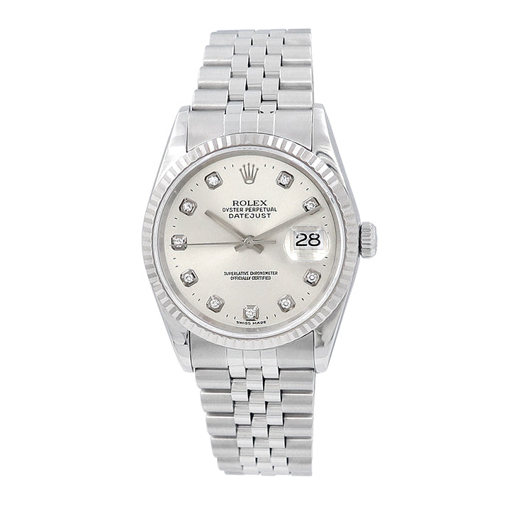36mm Rolex Stainless Steel Datejust Watch 16234
