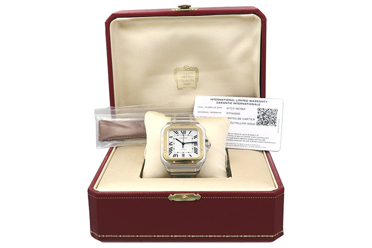 39.8mm Cartier 18k Yellow Gold and Stainless Steel Santos de Cartier W2SA0009