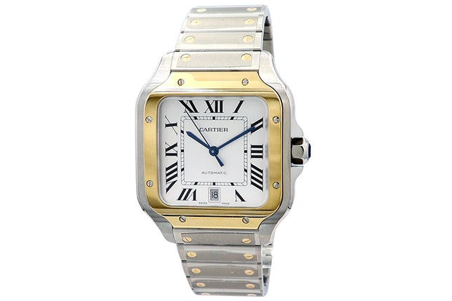 39.8mm Cartier 18k Yellow Gold and Stainless Steel Santos de Cartier W2SA0009