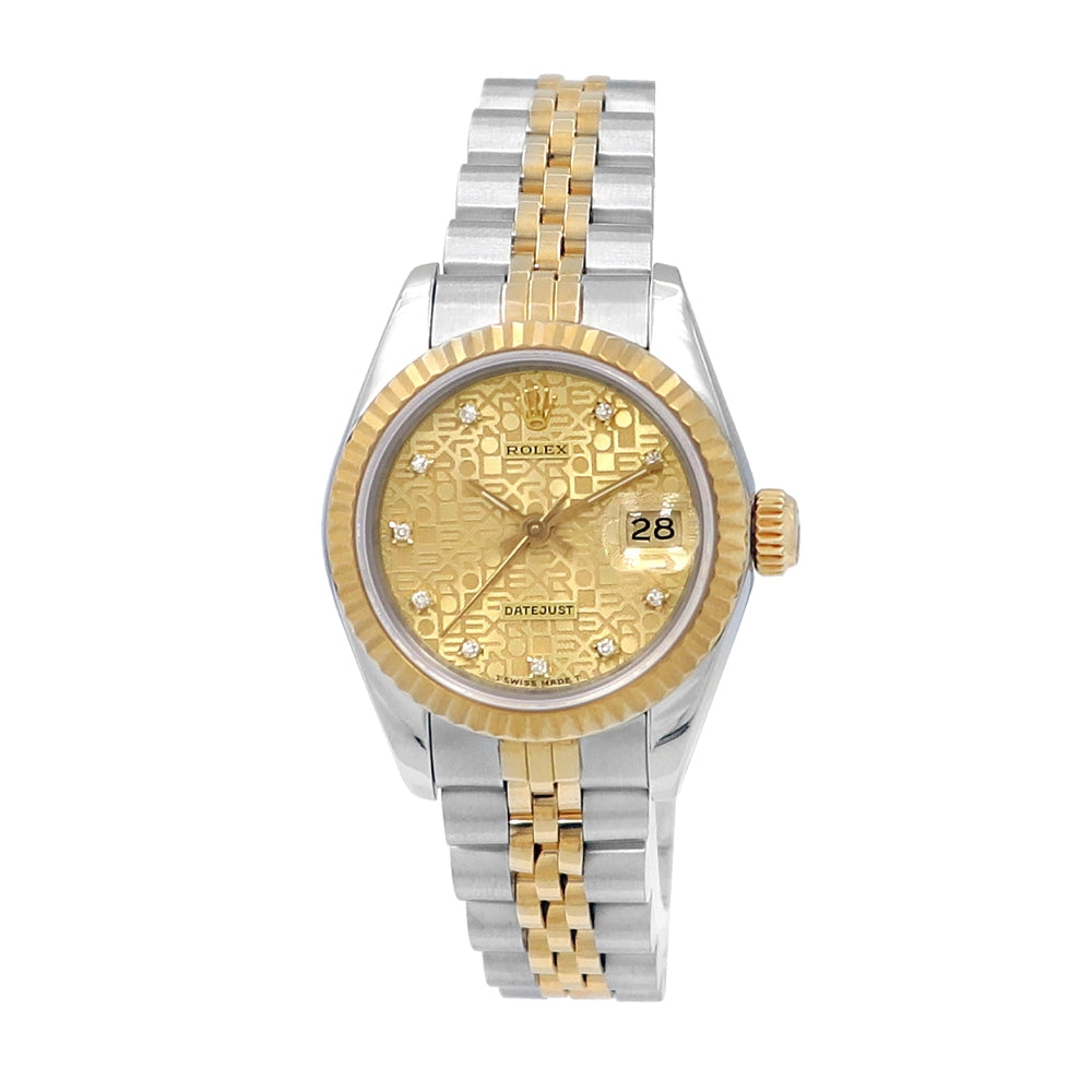 26mm Rolex 18k Yellow Gold & Stainless Steel Datejust Champagne Jubilee Diamond Watch