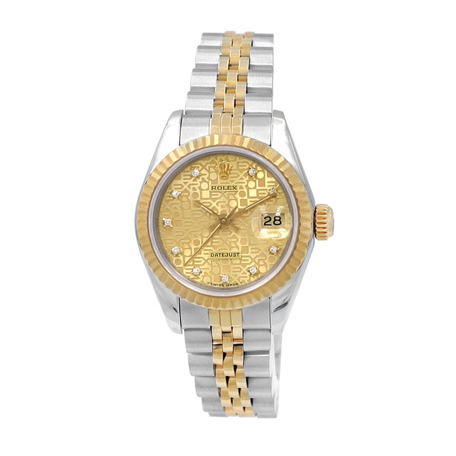 26mm Rolex 18k Yellow Gold & Stainless Steel Datejust Champagne Jubilee Diamond Watch