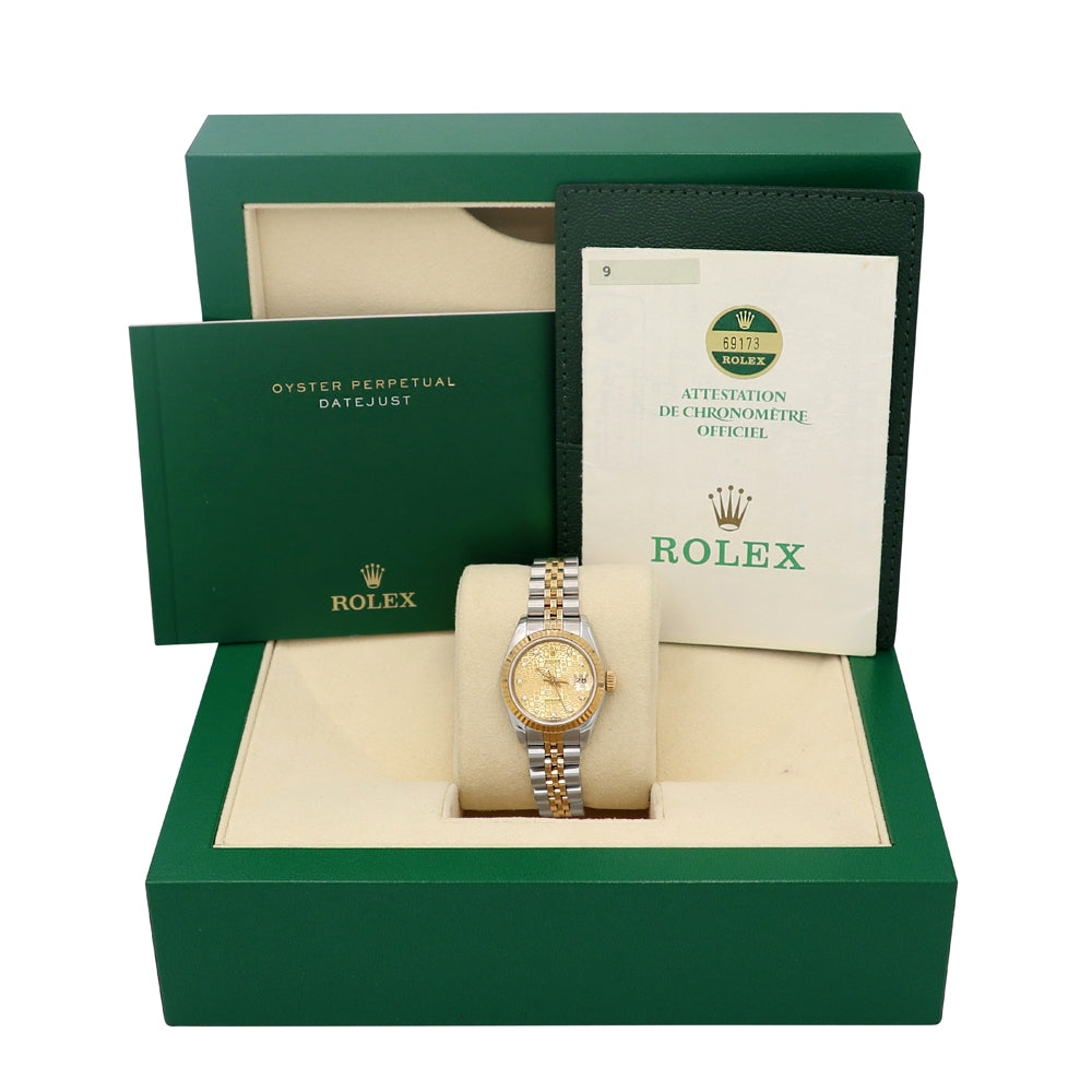 26mm Rolex 18k Yellow Gold & Stainless Steel Datejust Champagne Jubilee Diamond Watch