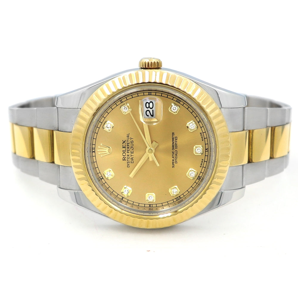 41mm Rolex 18k Yellow Gold and Stainless Steel Oyster Perpetual Datejust II Watch