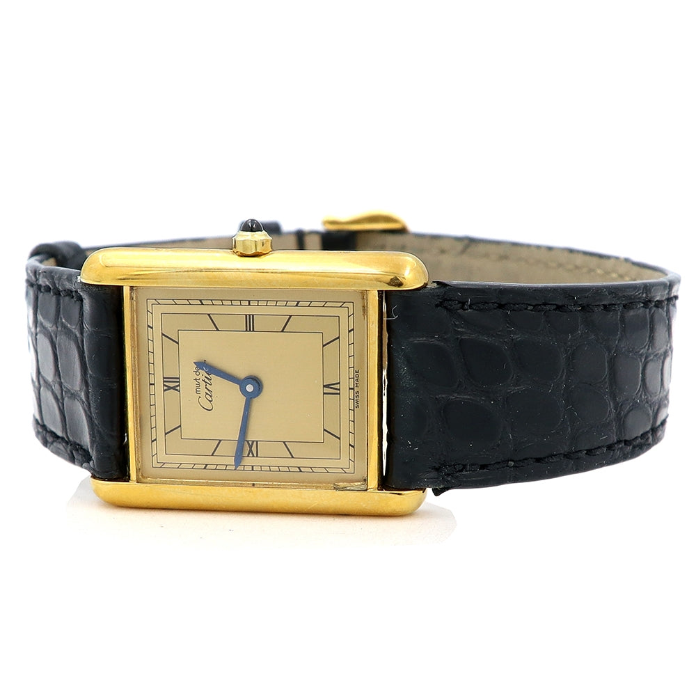Ladies Cartier Stainless Steel Gold-Plated Tank Vermeil Argent Watch