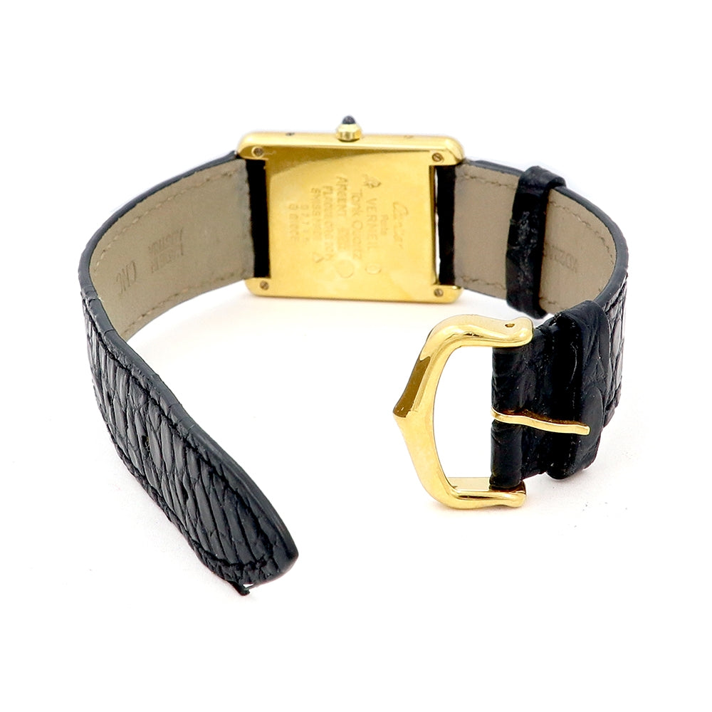 Ladies Cartier Stainless Steel Gold-Plated Tank Vermeil Argent Watch