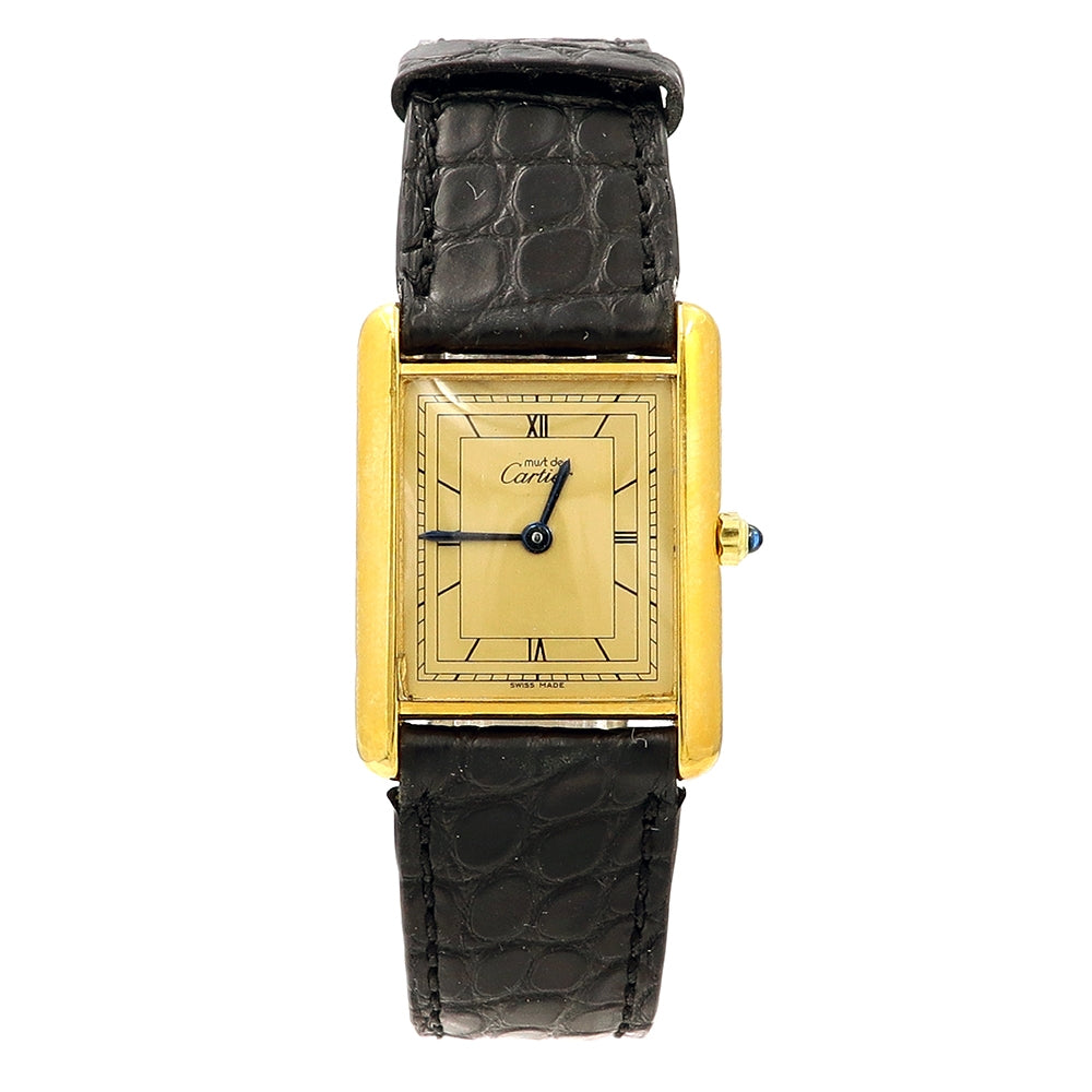 Ladies Cartier Stainless Steel Gold-Plated Tank Vermeil Argent Watch