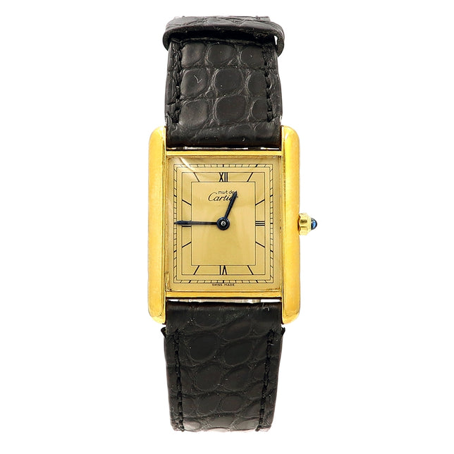 Ladies Cartier Stainless Steel Gold-Plated Tank Vermeil Argent Watch