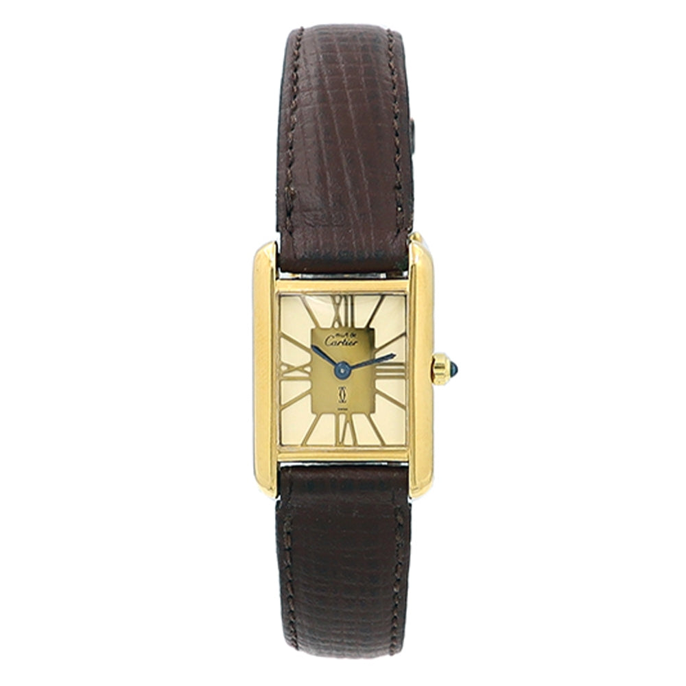 Ladies Cartier Stainless Steel Gold-Plated Tank Vermeil Argent Watch