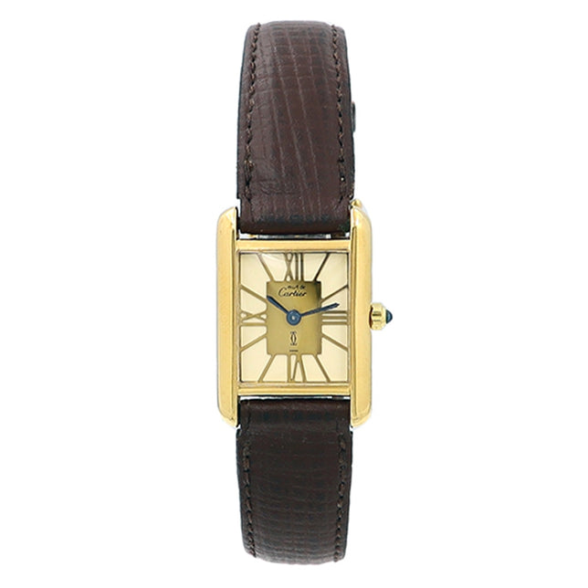 Ladies Cartier Stainless Steel Gold-Plated Tank Vermeil Argent Watch