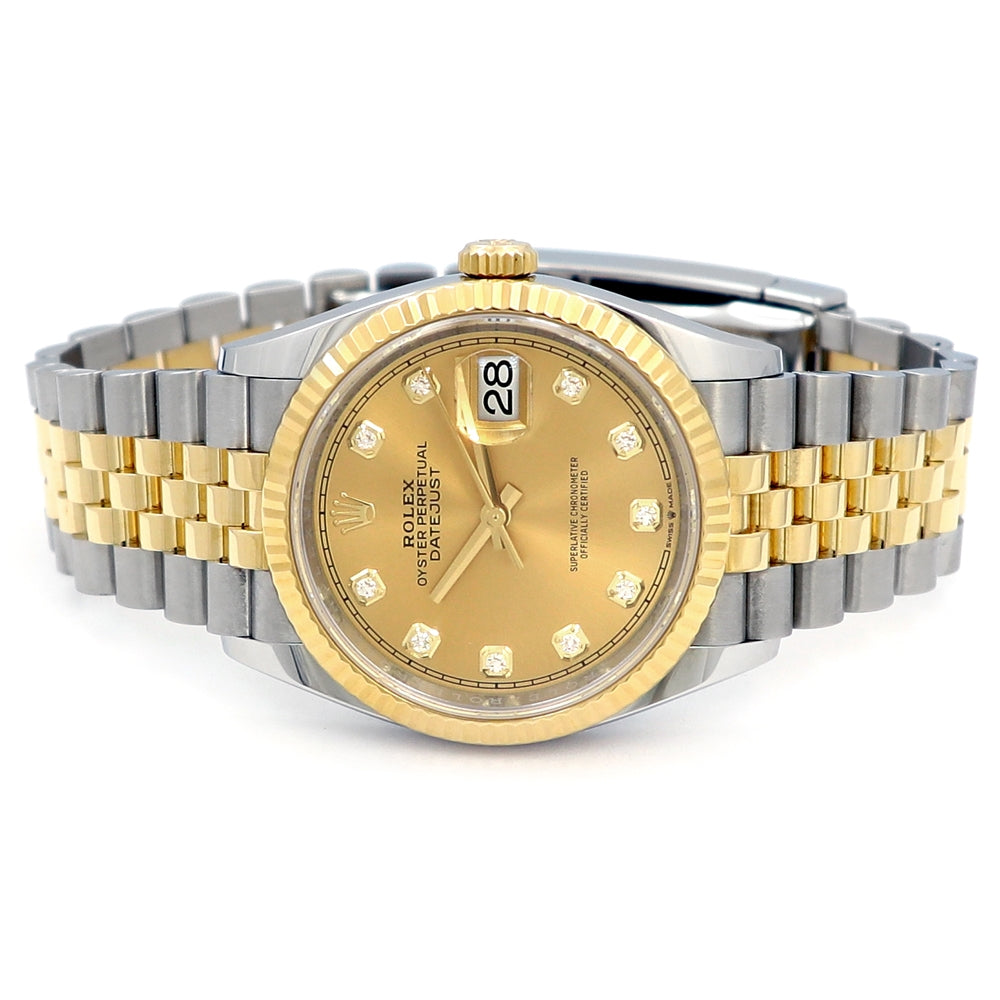 36mm Rolex 18K Yellow Gold and Stainless Steel Oyster Perpetual Datejust Watch