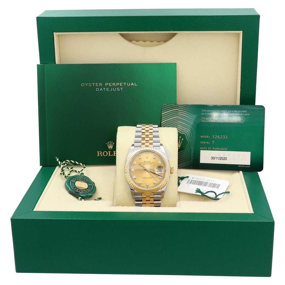 36mm Rolex 18K Yellow Gold and Stainless Steel Oyster Perpetual Datejust Watch