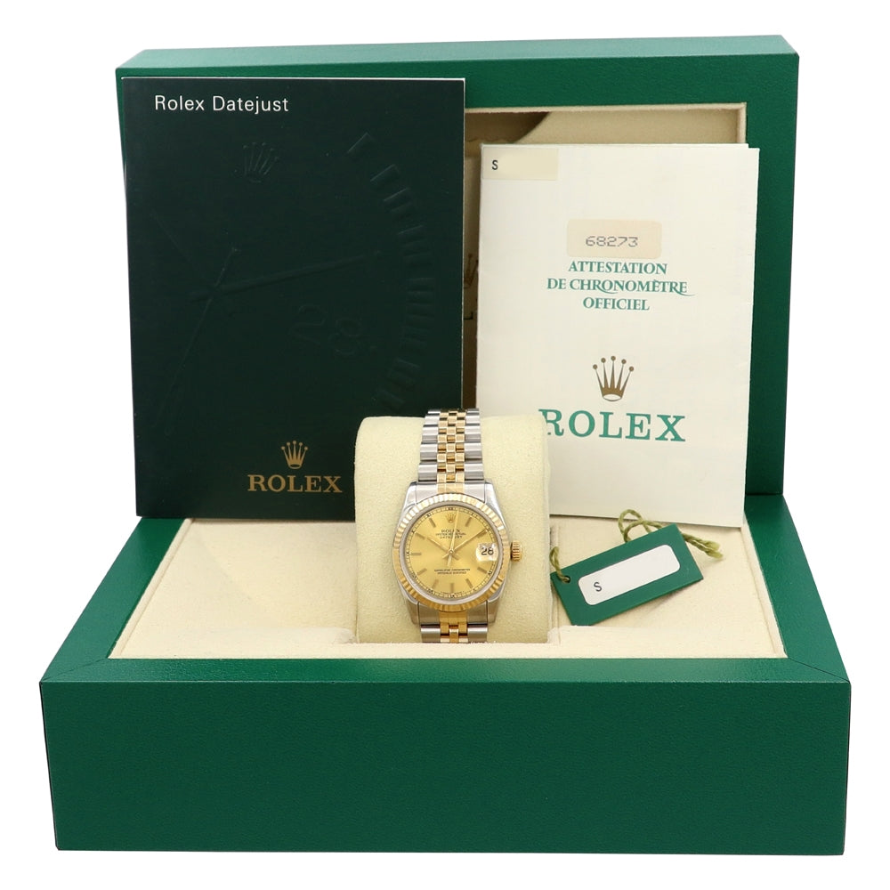 31mm Rolex 18k Yellow Gold and Stainless Steel Oyster Perpetual Datejust Watch