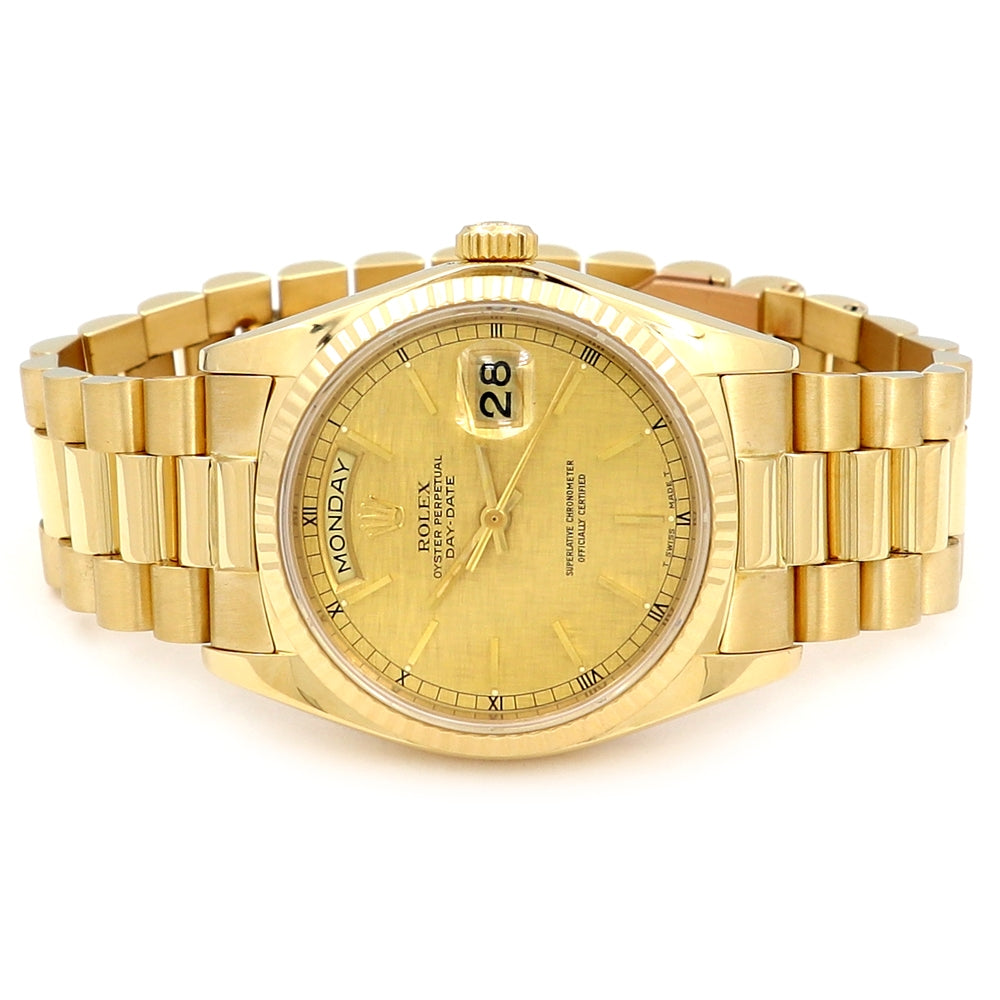 36mm Rolex 18k Yellow Gold Oyster Perpetual Datejust Watch